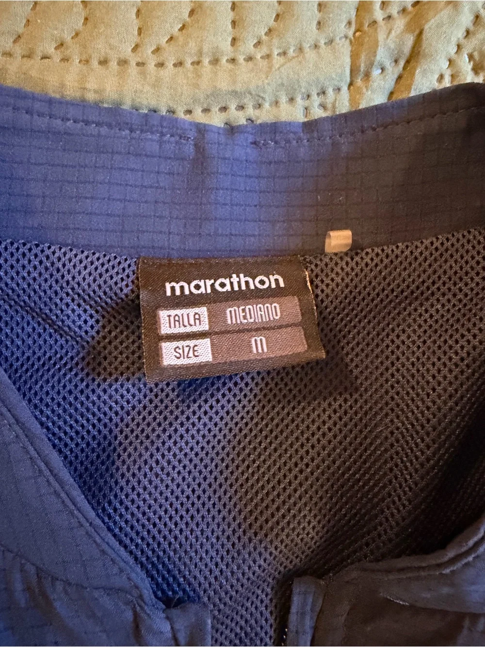 Marathon Blue Full-Zip Athletic Jacket with Embroidered Crest